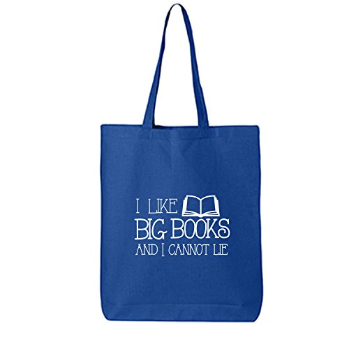 I Like Big Books and I Cannot Lie Cotton Canvas Tote Bag in Royal - One Size