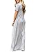 Dearlovers Women's Boat-Neck Solid Short-Sleeve Long Maxi Dress, Gray, X-Large