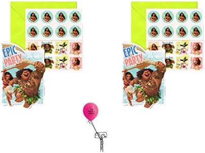 Disney Moana Invitation 2 Pack & Bonus The Party is Here Balloon