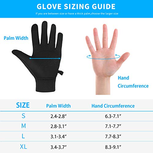 SKDK Winter Gloves Warm Lightweight Touchscreen Windproof Warm Touchscreen Gloves Men Women for Hiking Cycling Running Sports (Black, XL)