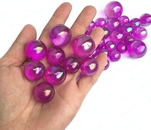 lgw crystal 50g Natural Aura Quartz Crystal Wand Point Pendant Gemstone Healing Titanium Tibetan Energy Obelisk Necklace with, About;10-13pcs (Pink Ball)