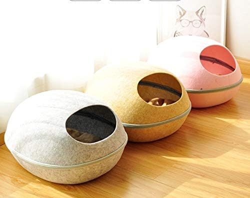 DLwbdx Semi-closed detachable washable pet bed for cat felt nest in autumn and winter,gray,48 * 38 * 23cm