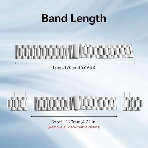 T Tersely 22mm Band Strap for Huawei Watch 5 46mm/GT5 46mm/GT5 Pro 46mm/GT4 46mm/GT3 46mm, Stainless Steel Metal Replacement Band for Huawei