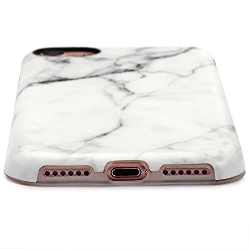 Iphone 7 Case, YOYOFOX Full Print IMD Anti-Scratch Shock Proof Anti Finger Print Flexible TPU Gel Case for iPhone 7 4.7 inch Display (White Marble)
