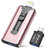 USB Flash Drive 128GB Photo Stick for iPhone, iPhone Flash Drive with 4 Ports, IMKAR iPhone Memory Srick Compatible for iPhone/Android and Computer, iPhone Photo Stick with OTG Adapter - 128GB Pink