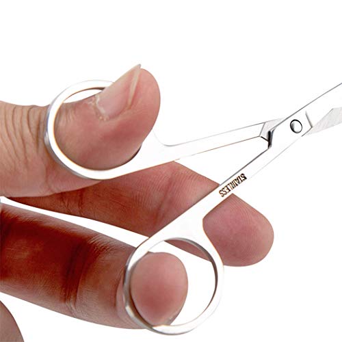 Manual Nose Hair Scissors Facial Hair Trimmer Mini Stainless Steel 3.4'' Scissors for Eyebrows, Nose, Moustache, Beard