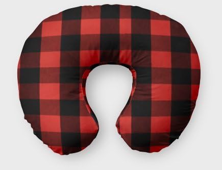 AllTot Nursing Pillow Cover in Red and Black Buffalo Plaid - Cover Handmade in the USA - Fits popular pillow brand Boppy