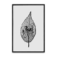 Framed Canvas Wall Art Black Leaves Canvas Prints Home Artwork Decoration for Living Room,Bedroom - 16x24 inches