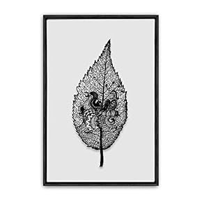 Framed Canvas Wall Art Black Leaves Canvas Prints Home Artwork Decoration for Living Room,Bedroom - 16x24 inches