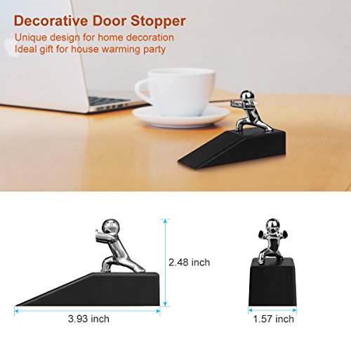 Door Stopper Zinc Alloy Kongfu Little Man with Non-Slip Rubber Base Safe Anti-Collision Door Stop for Bedroom Bath Exterior Interior Doors