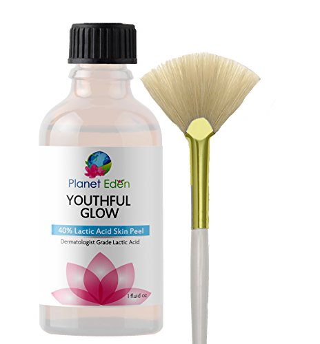 Planet Eden 40% Lactic Acid Skin Peel Kit and Fan Brush - Unbuffered Professional Grade