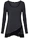 Lotusmile Women's tunic tops long sleeve, Vintage Tee Women's Solid Color Unique Split Cross oblique hem Loose Fit tops and blouses for women Carbon Gray XX-Large