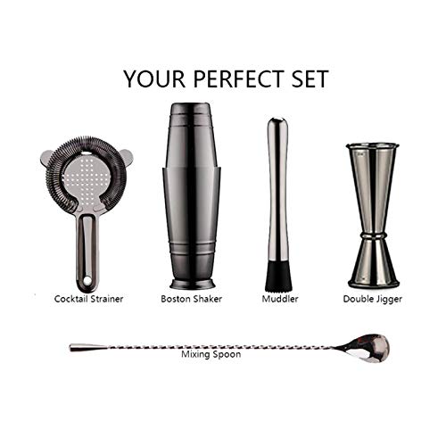 Peng sounded Cocktail-Barkeeper-Set, schwarz beschichtet, Boston Cocktail-Shaker, Bar-Set: Shaker, Cocktailsieb, Doppel… – Bild 3