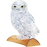BePuzzled Original 3D Crystal Jigsaw Puzzle - Owl Animal Bird Assembly Brain Teaser, Fun Model Toy Gift Decoration for Adults & Kids Age 12 and Up, Clear, 42 Pieces (Level 1)