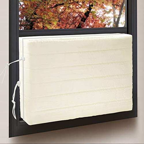 GISSVOGEEK Indoor Air Conditioner Cover for Window Units, Window AC Unit Cover for Inside, Double Insulation with Drawstring, Medium Beige 25 x 17 x 3 inches (L x H x D) - Thumbnail 7