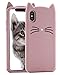 Cat iPhone Xs Max Case, Miniko(TM) Cute Kawaii Funny 3D Pink Meow Party Bread Cat Kitty Whiskers Protective Soft Rubber Case Skin for Apple iPhone Xs Max Teen Girls Women Girly Kid