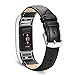 Fitbit Charge 2 Bands, Benuo Genuine Leather Replacements, Premium Wristbands with Sturdy Adapter and Metal Buckle for Fitbit Charge 2 (Black)