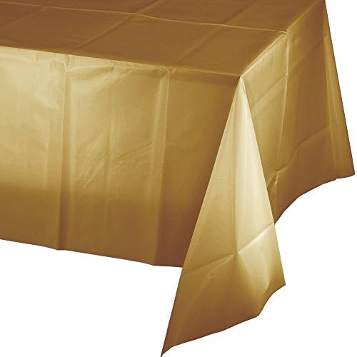 12 Pack Premium Disposable Tablecloth 54"x108" Rectangle Plastic Party Table Cloth Covers For Party(gold)