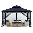 Tonnelle Jardin 2,5x2,5 M Double Toit - Gris Foncé - MasterCanopy