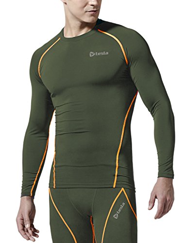 TM-R34-KO_Medium J-RAL Tesla Men's Thermal Coldgear Compression Baselayer Long Sleeve Top R34