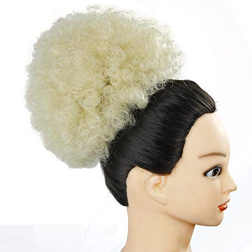 Large Puff Afro Ponytail Drawstring Short Afro Kinky Curly Pony Tail Kanekalon Fiber Wrap Updo Hair Extensions with Clips(#613)