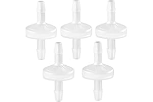 JoyTube 5 Packs Check Valve 1/8”(3MM) One-Way PVDF Plastic Hose Barb for Liquid Air