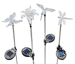 Solaration KB1041 Solar Stake Flower, Hummingbird, Butterfly and Dragonfly Garden Stake Lights, Four Pieces Set