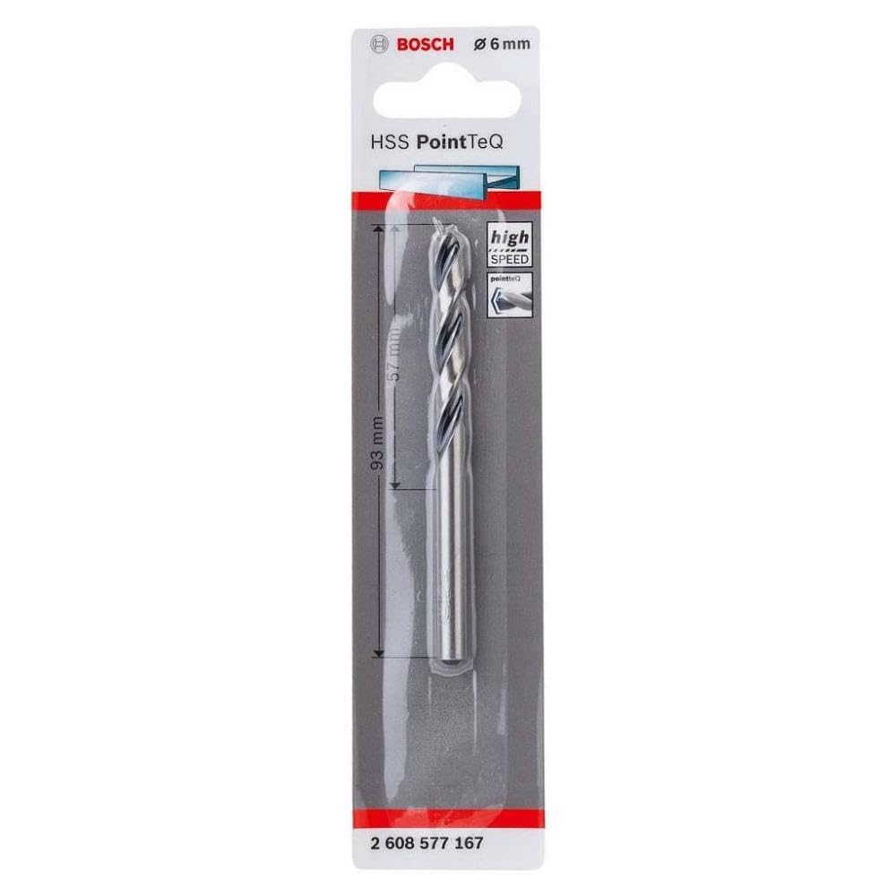 Bosch Professional PointTeQ HSS Twist Drill Bit (for Metal, 6 x 57 x 93 mm, Accessories for Drill Driver)