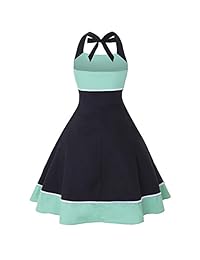 Wellwits vestido de marinero vintage sin espalda, estilo años 50, con retazos