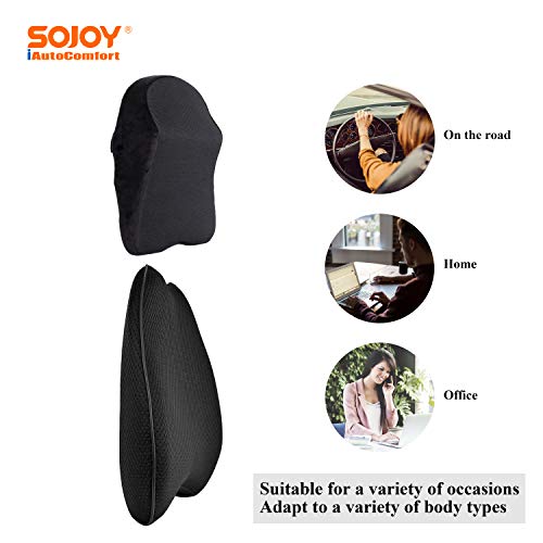 Sojoy Patented Universal Ergonomic Streamlining Car Seat/Cushion Lumbar and Neck Support (17x13x6)