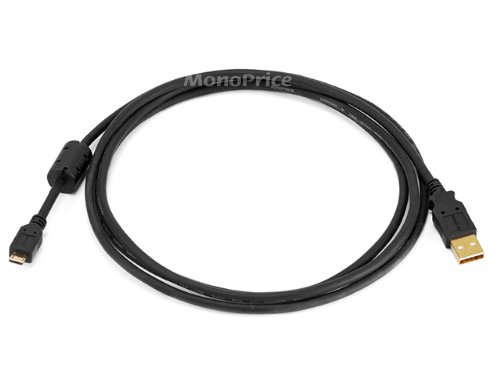 USB 2.0 A Male to Micro 5pin Male 28/24AWG Cable w/ Ferrite Core - (Gold Plat...