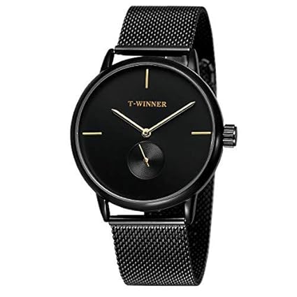 Forsining Men's Trendy Analog Best Hand-Wind Movement Stainless Steel Bracelet Wristwatch