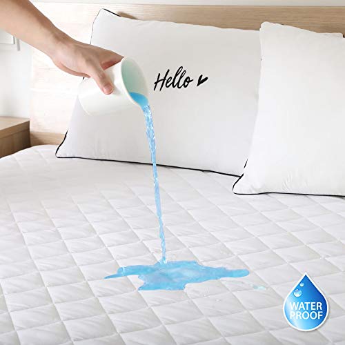 Queen Size Bamboo Mattress Protector, Breathable 3D Cooling Waterproof Mattress Pad Fits 18“ Deep Pocket Quilted Mattress Cover White - Thumbnail 7