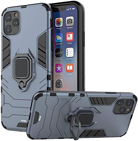 Fetrim iPhone 11 PRO MAX Case, TPU Plastic Dual Layer Shockproof Cover for Apple iPhone 11 PRO MAX with 360 degree Rotation Ring Holder Kickstand (Blue)