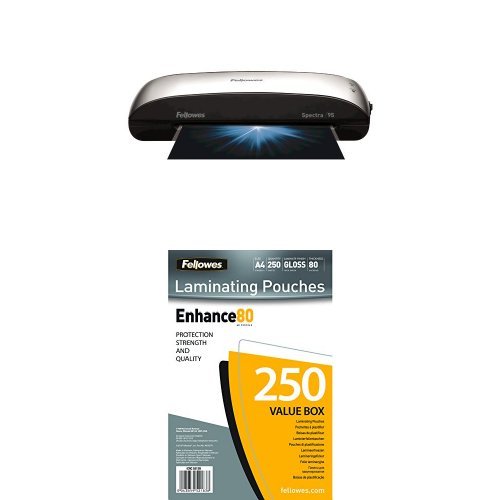 Fellowes Spectra Home Office Jam Free A4 Laminator and Pouches Bundle