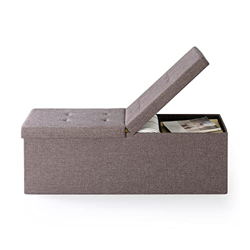 Otto & Ben 45" Storage Ottoman with SMART LIFT Top, Upholstered Tufted