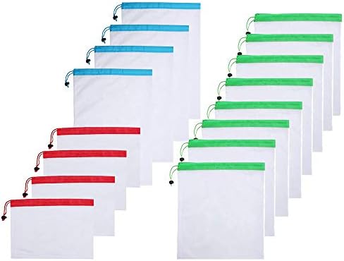 Cinhent Bag 16PCS Reusable Produce Bags Eco Friendly Bags Shopping Vegetable Fruit Toys Storage Pouch, Portable Container Durable Boxes, Plastic Zipper 2018 Cheap Student Use Multifunction Collection