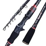 Sougayilang Fishing Rod, 24-Ton Carbon Fiber Telescopic Fishing Pole, Spinning & Casting Rod Designed for Bass, for Fresh & Saltwater