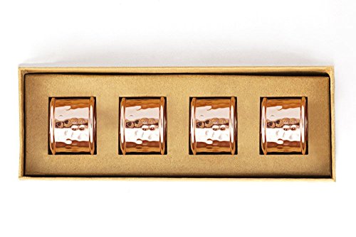 Alchemade Round Hammered Copper Napkin Rings (Set of 4) - by