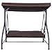 Tangkula Converting Outdoor Swing Patio Porch Garden Swing with Comfortable Cushion Seats, Adjustable Canopy & Coated Steel Frame Hammock 3 Seats Patio Deck Furniture (Brown)