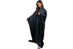 RLLJS Women Abaya Dress Ramadan Eid Summer Satin Islam Muslim Batwing Sleeve Maxi Dress Kaftan Robe Ramadan Clothes