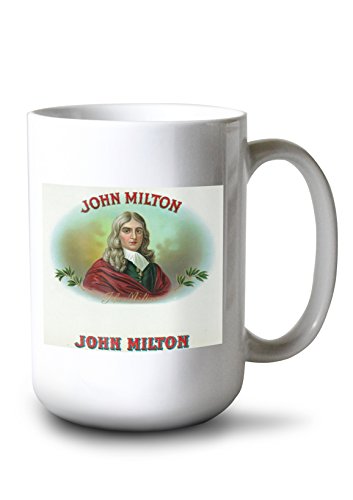 Lantern Press John Milton Brand Cigar Box Label (15oz White Ceramic Mug)