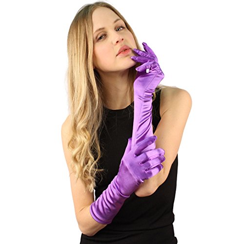 Elegant Satin Shiny Finish Stretchy 15" Evening 3/4 Length Dress Gloves