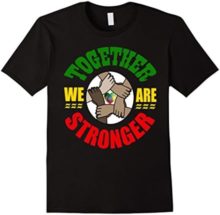 Mens Together We Are Stronger-One Love-Unity- Rastafarian T-Shirt Medium Black