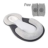 Lovyno Baby Bed Mattress,Head Support Portable Baby Bed Pillow for Newborn Baby and Infant Age 0-12 Months (Grey)