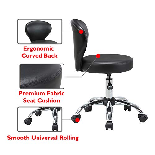 KLASIKA Rolling Swivel Salon Stool Chair with Back Support Adjustable Hydraulic for Office Massage Facial Spa Medical Drafting Tattoo Beauty Barber 4 Pack