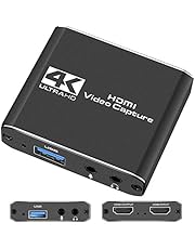 Capture Card, Audio Video Capture Card with Microphone 4K HDMI Loop-Out, 1080p 60fps Video Recorder for Gaming/Live Streaming/Video Conference, Works for Nintendo Switch/PS4/Xbox One/OBS/Camera/PC