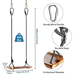 Wooden Tree Swing,Micsci Carbonized Hanging Wooden