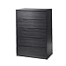 BOWERY HILL Contemporary Sturdy 5 Drawer Chest in Black Wood Grain