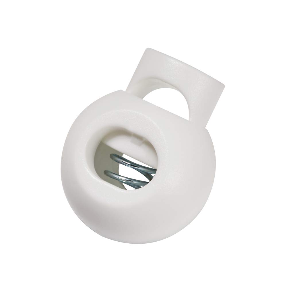 DYZD Single Hole Cord Lock Plastic Spring Toggle Stopper Cord Rope End for Drawstrings, Paracord (10 PCS, White)